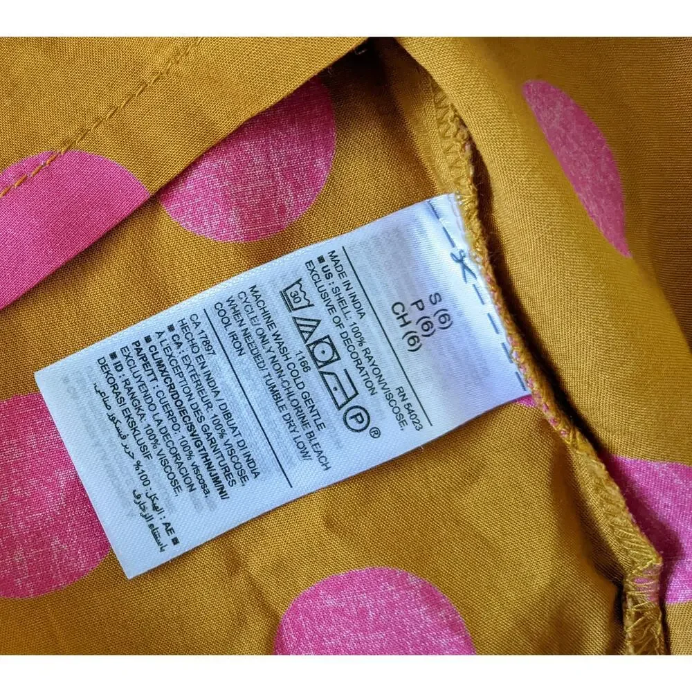 ON Mustard & Pink Dot Dress Sz6